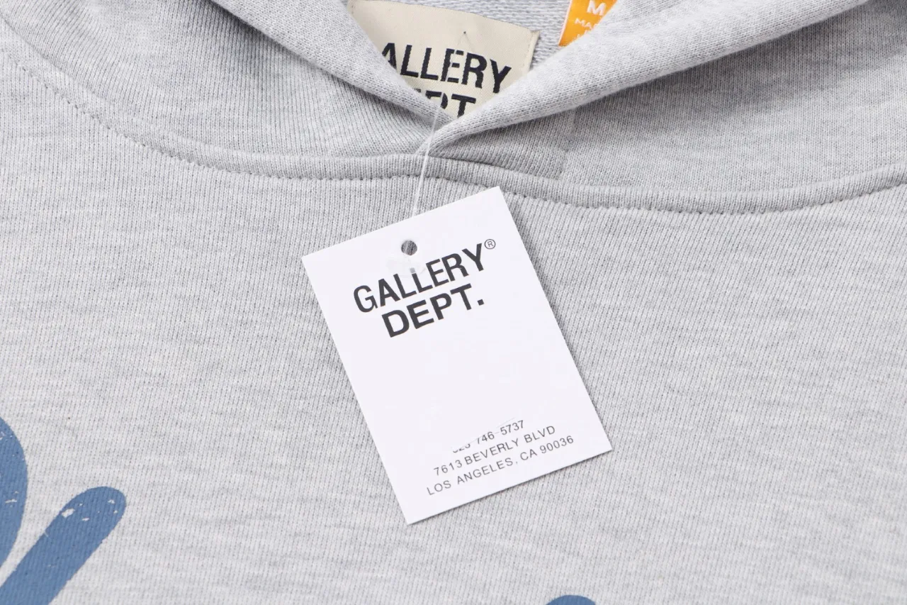 802#Gallery Dept New Slogan Horseshoe Design Printed Hoodie American High Street Hooded Sweatshirt Light Gray Blue S~XL P180